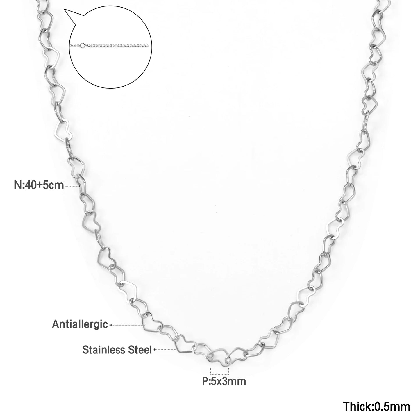 Stainless Steel Heart Pendant Necklace