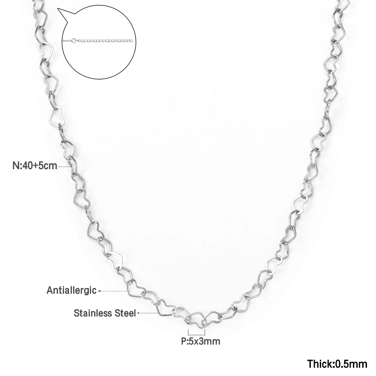 Stainless Steel Heart Pendant Necklace